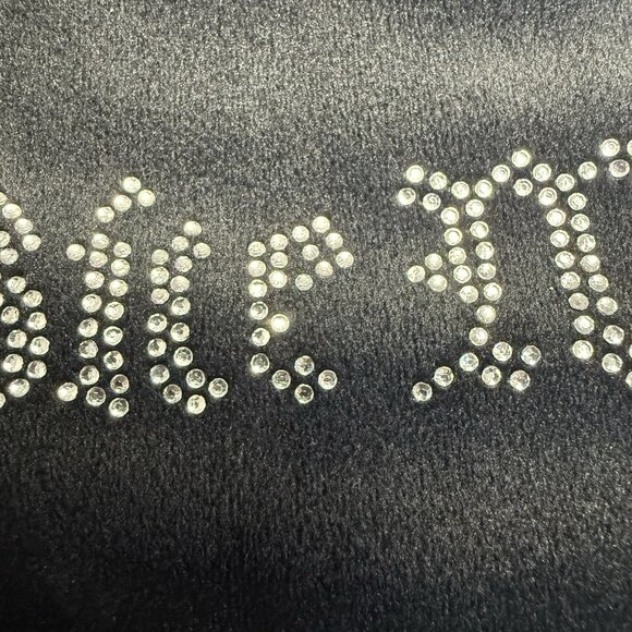 Y2K Style Velour Pants Womens Small Black 'Bite Me' Rhinestones Casual (25x28.5) - Picture 5 of 13